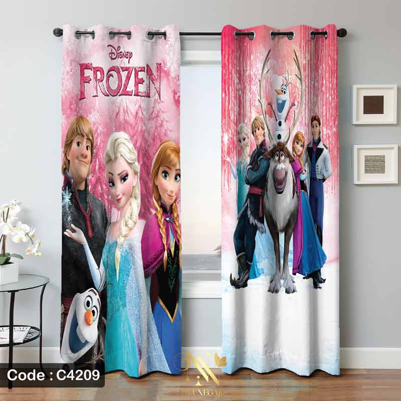 پرده پانچ کارتونی دخترانه طرح frozen مدل C4209