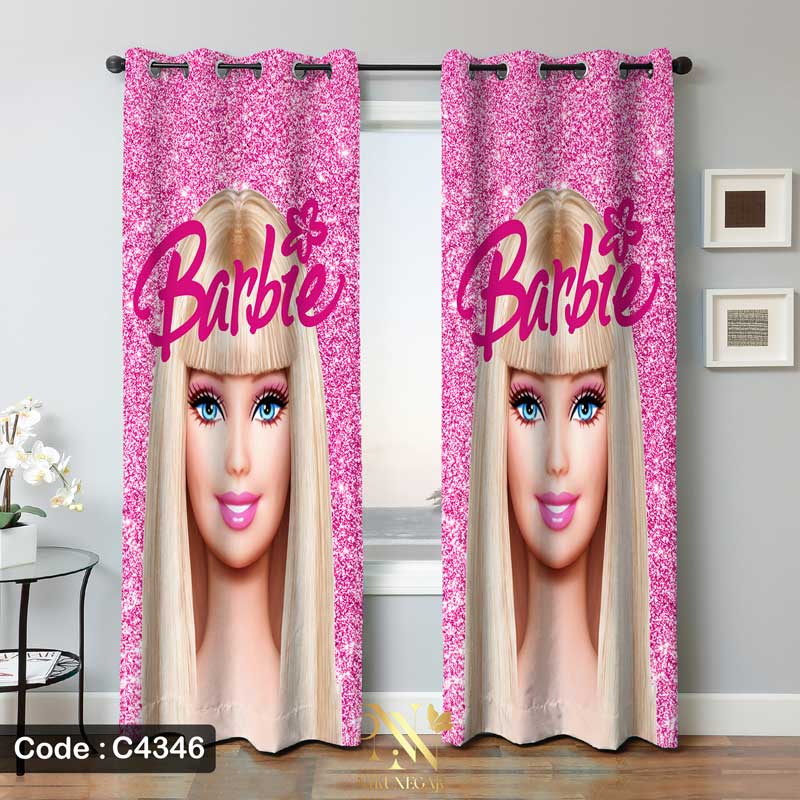 پرده پانچ چاپی طرح Barbie-4346