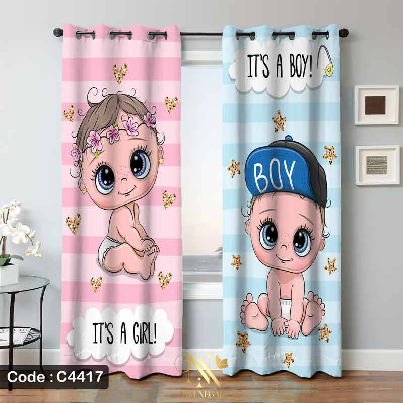 پرده فانتزی پسرانه طرح Boy&Girl مدل C4417