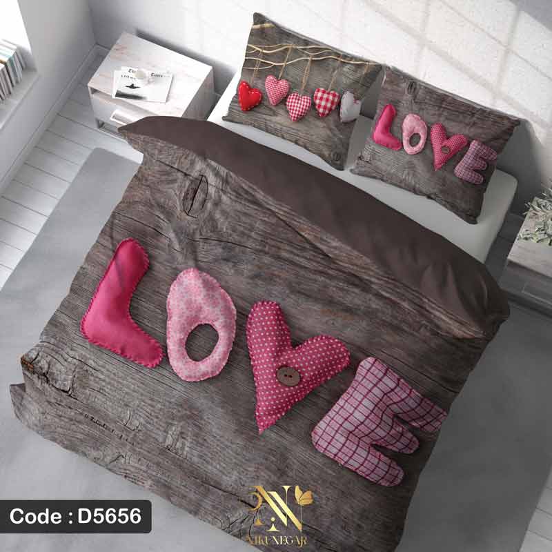 روتختی دونفره رمانتیک طرح لاو LOVE مدل D5656